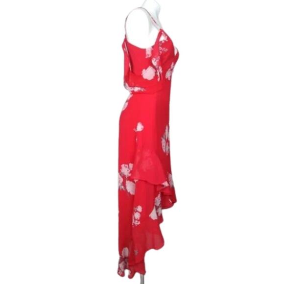 Lulus Love in Bloom Red Floral Print Off-the-Shoulder High-Low Dress Size Small - Picture 4 of 16